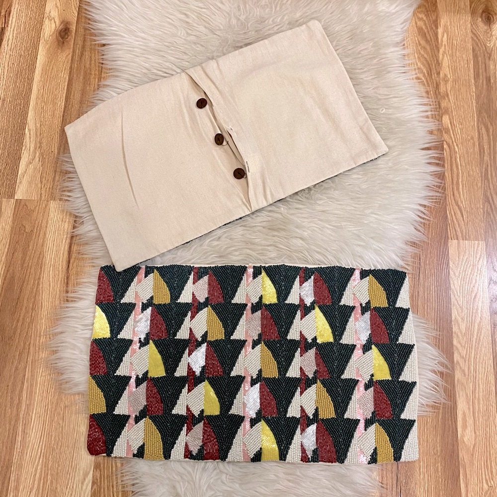 Set of TWO West Elm Fully Beaded Pillow Covers